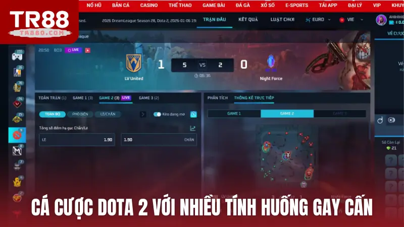 Cá cược Dota 2 với nhiều tính huống gay cấn