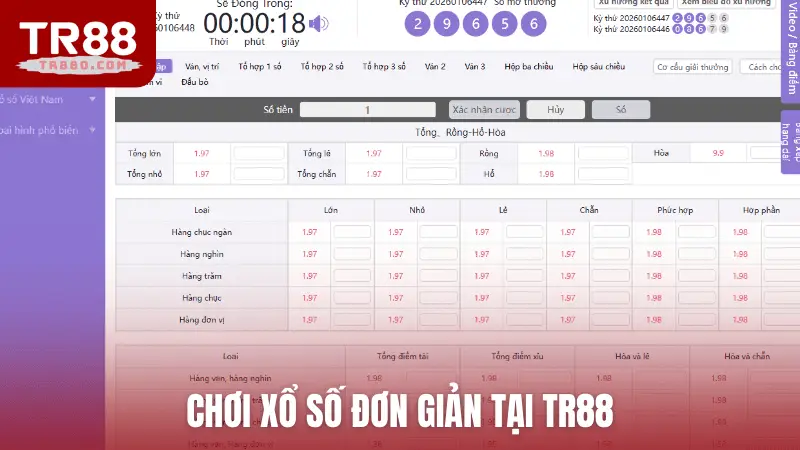 Chơi xổ số đơn giản tại TR88