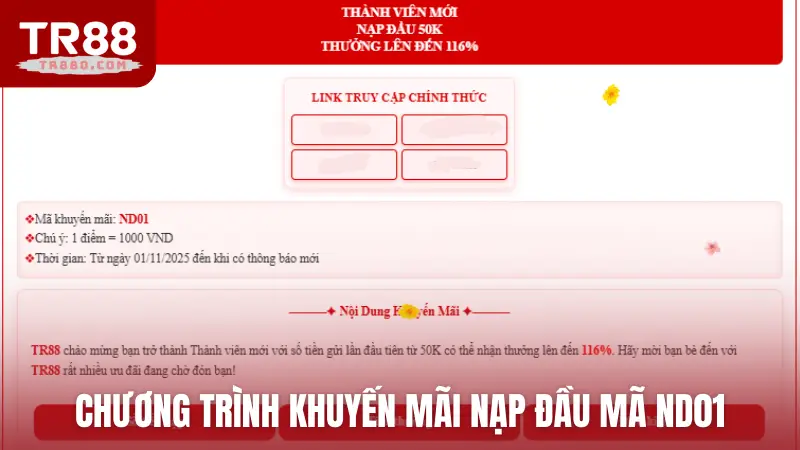 Chương trình khuyến mãi nạp đầu mã ND01