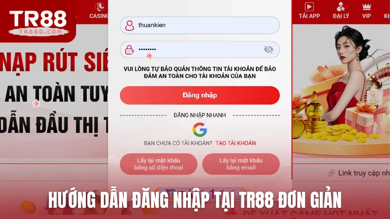 Hướng dẫn đăng nhập tại TR88 đơn giản