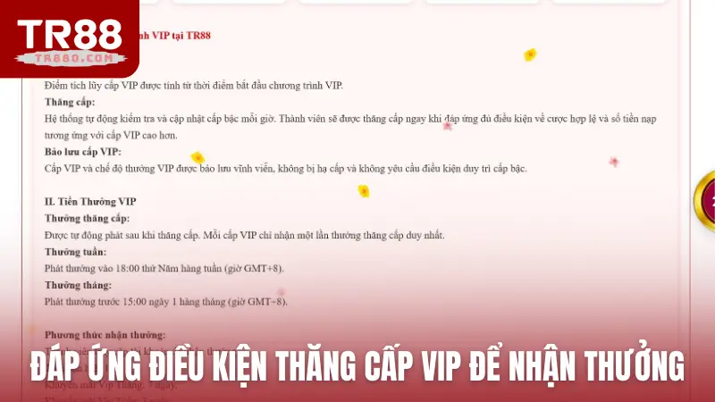 Người chơi đáp ứng điều kiện thăng cấp VIP để nhận thưởng
